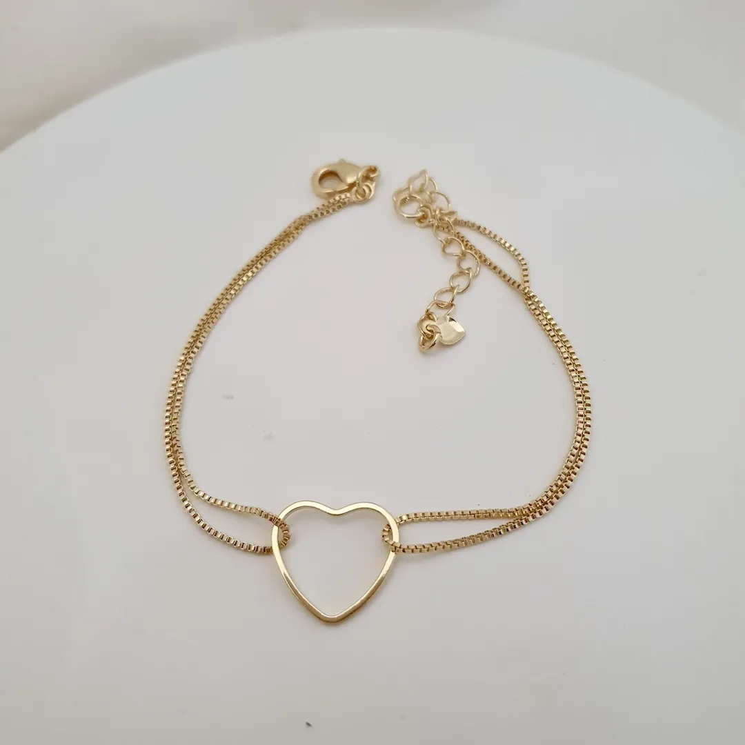 Pulseira elo duplo veneziano com coração