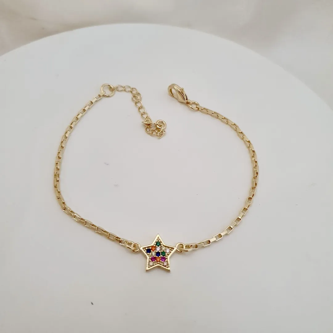 Pulseira estrela zircônias coloridas