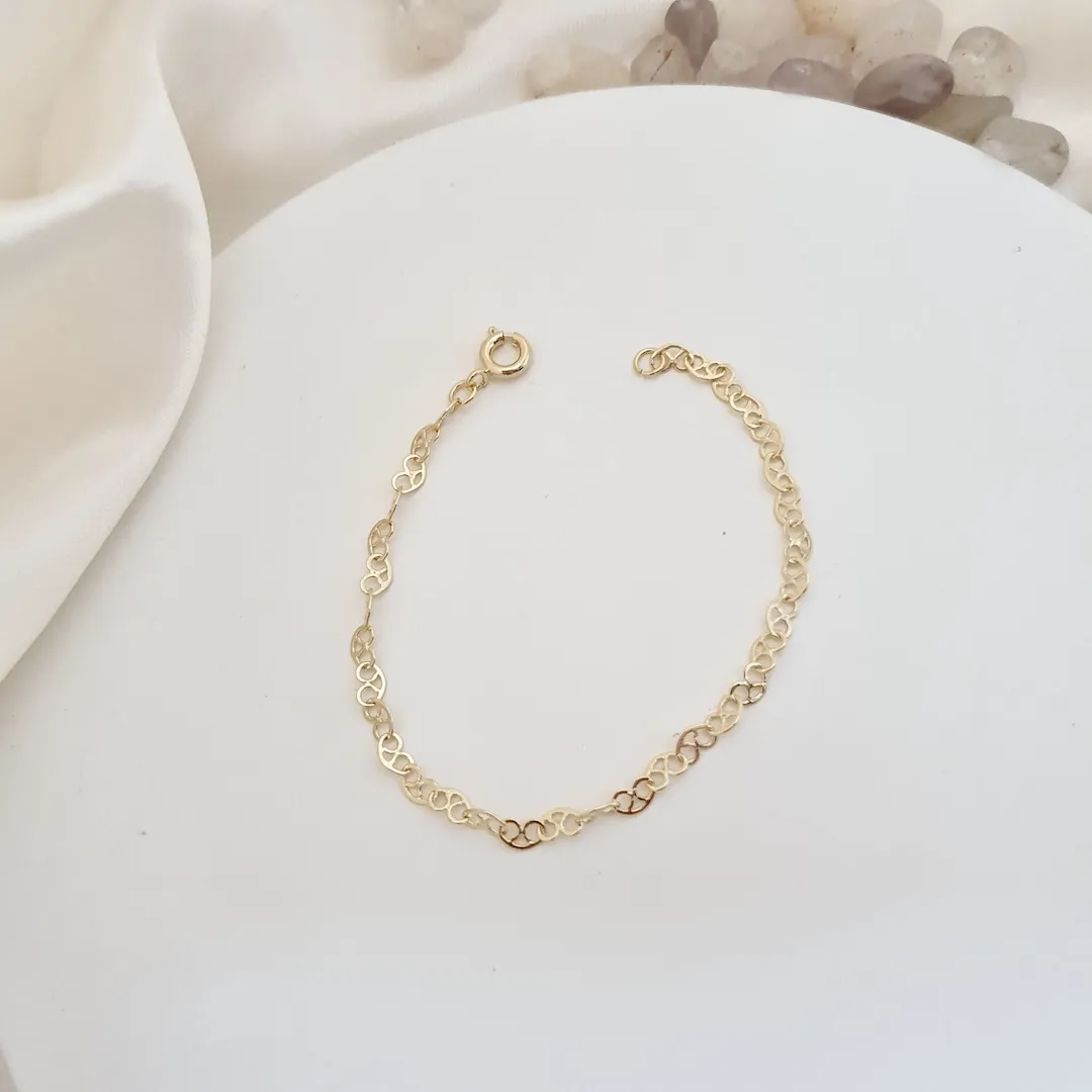 Pulseira infantil elo coração entrelaçado