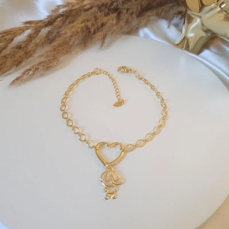Pulseira com coração e filho