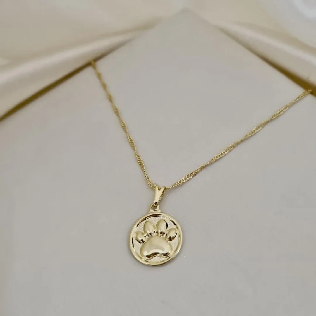 Colar com pingente  medalha patinha pet