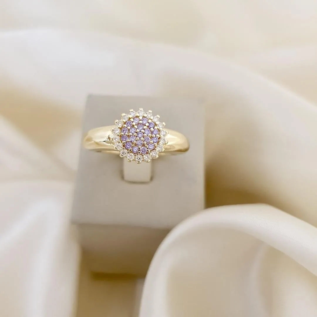 Anel chuveirinho zirconia lilas