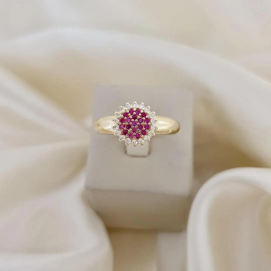 Anel chuveirinho zirconia rosa