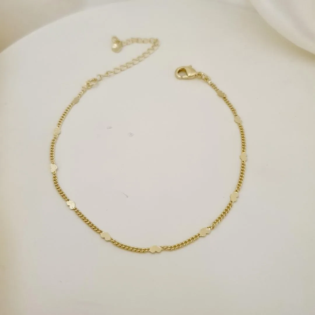 Pulseira coracao elo achatado