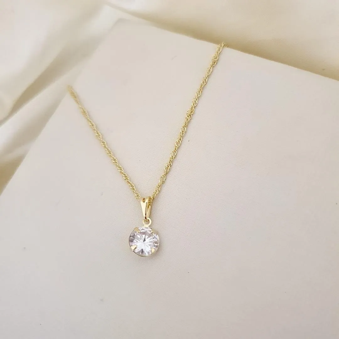 Colar pingente ponto de luz zirconia