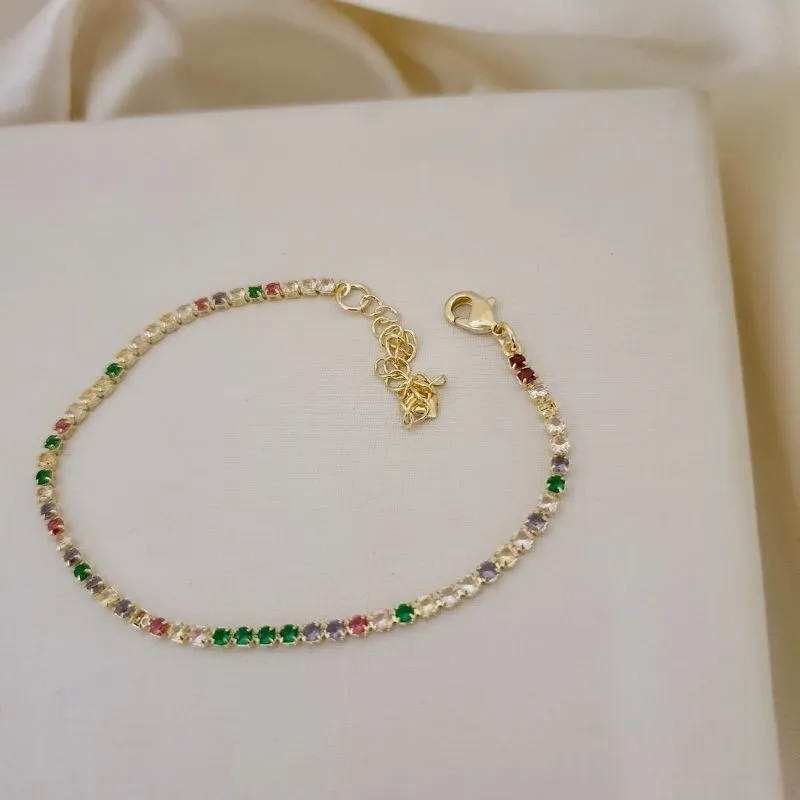 Pulseira riviera zirconias redondas