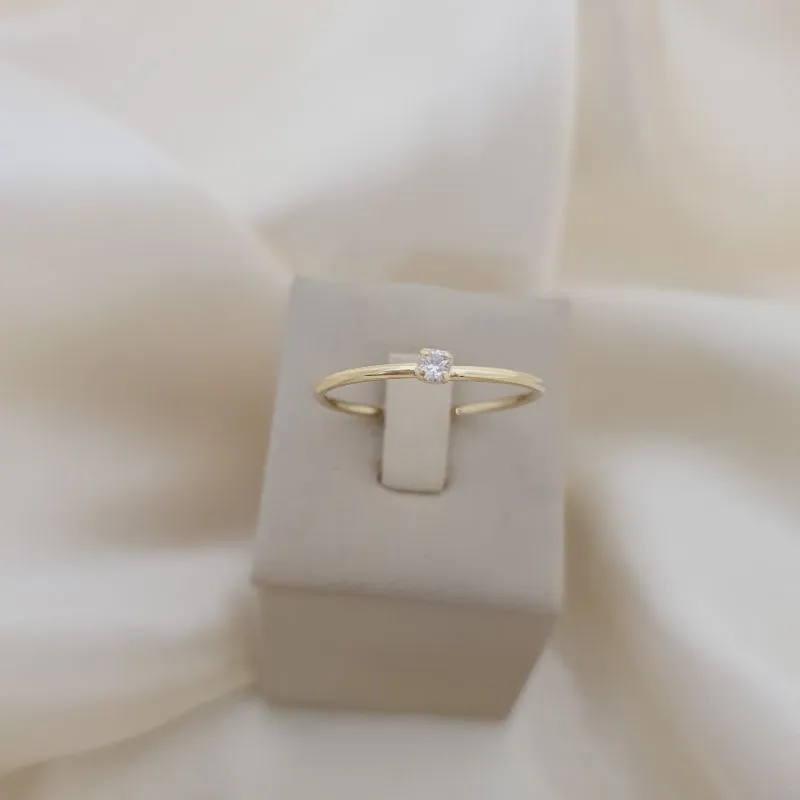 Anel solitário zirconia 2mm