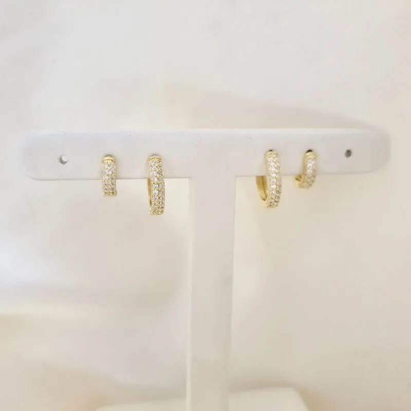 Brinco dupla argola click 2 fileiras zirconia
