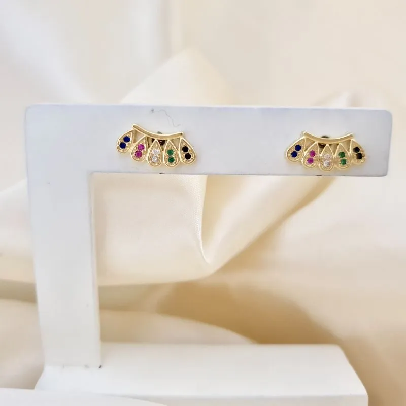 Brinco ear cuff gotas cravejadas zirconias coloridas