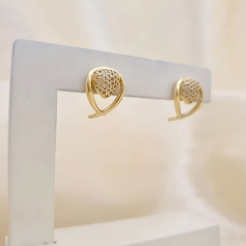 Brinco gota circulo central cravejado zirconia