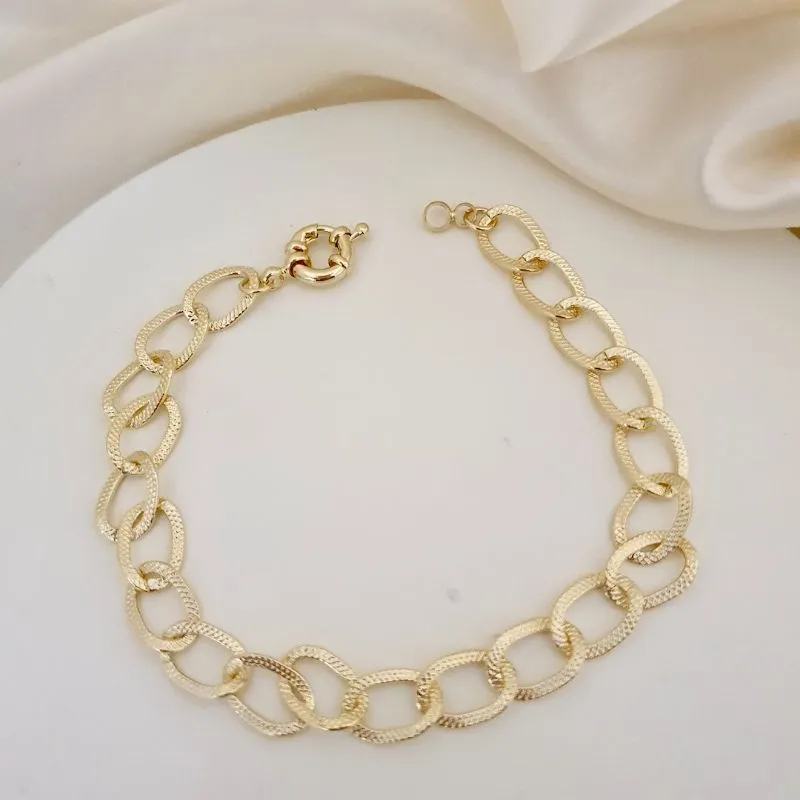 Pulseira elo diamantado fosco fecho boia
