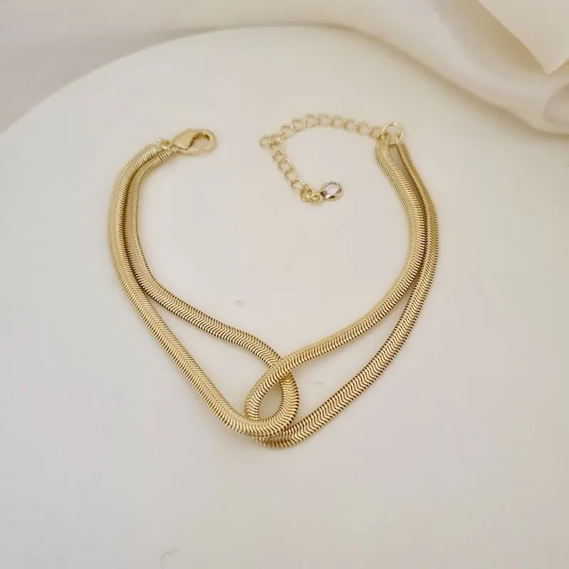 Pulseira malha dupla enlace