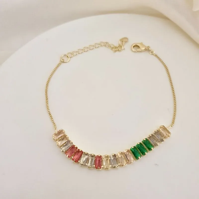 Pulseira riviera zirconias coloridas