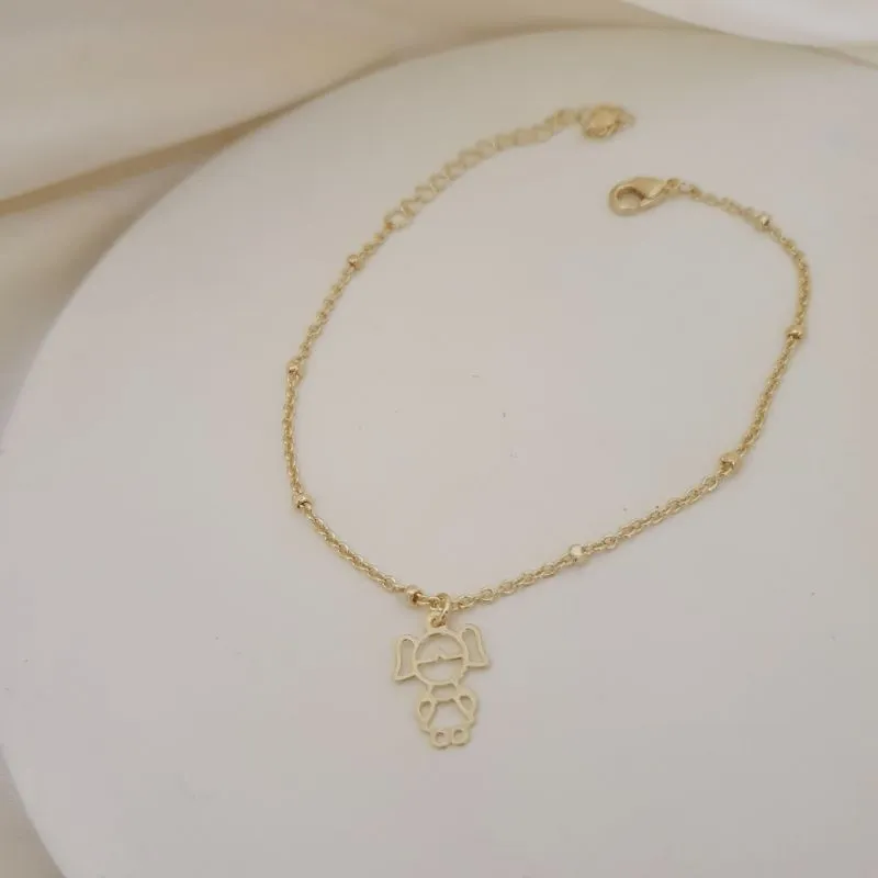 Pulseira bolinhas com pingente menina (filha)