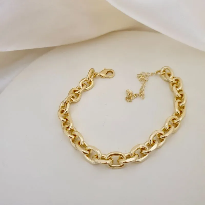Pulseira elo corrente portugues diamantado