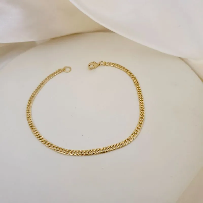 Pulseira masculina elo grumet achatado