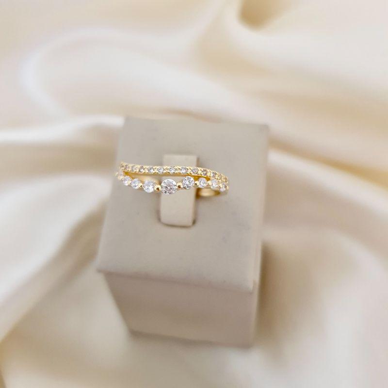 Anel aro curso duplo zirconias