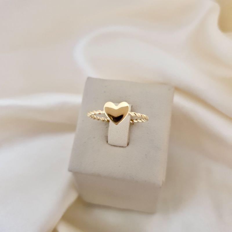 Anel infantil / falange aro torcido coracao