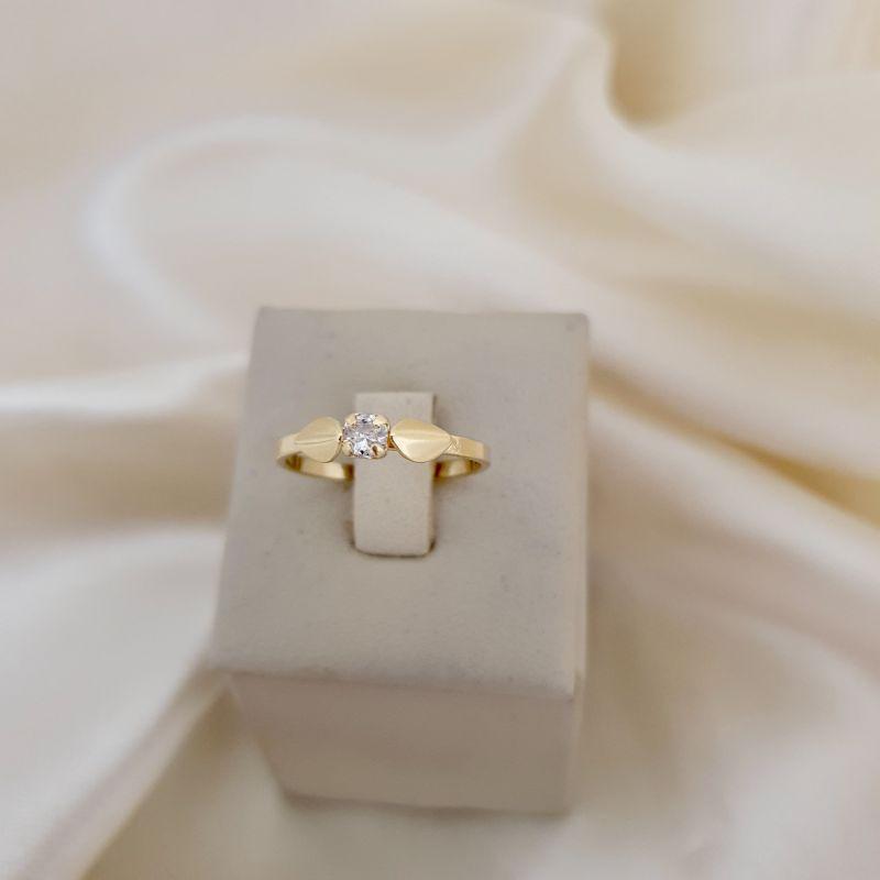 Anel infantil / falange ponto de luz zirconia e duas folhas