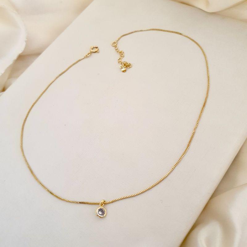 Colar choker ponto de luz zirconia