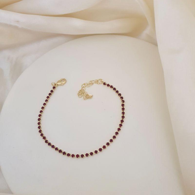 Pulseira riviera zirconias vermelhas