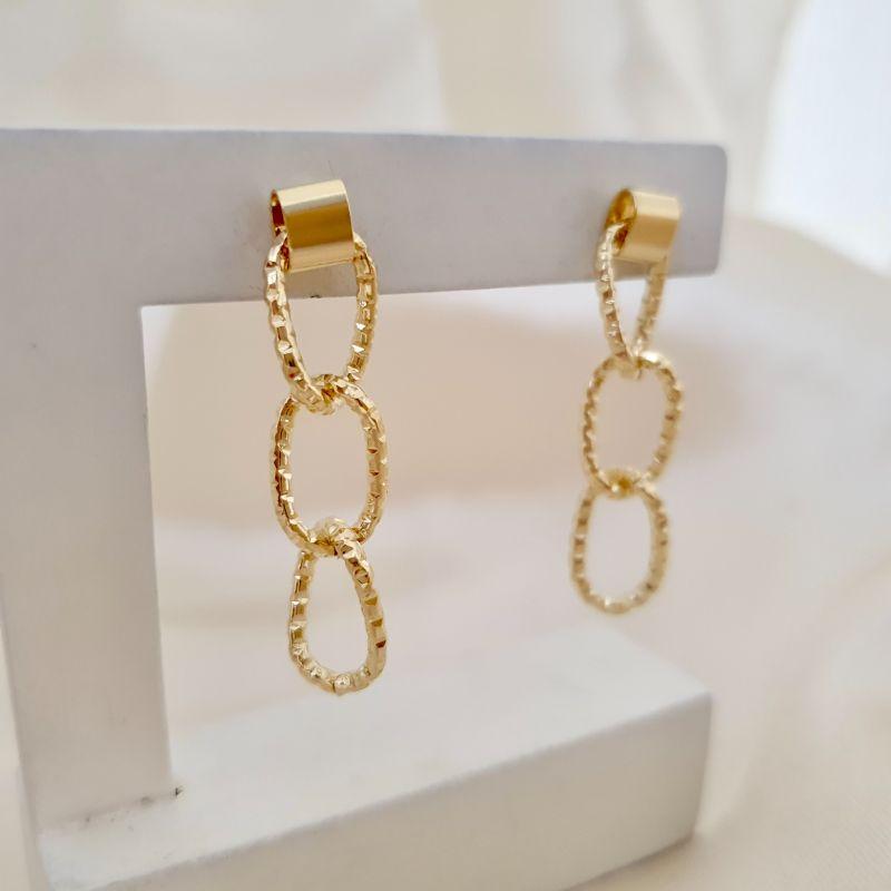 Brinco 3 aros diamantados