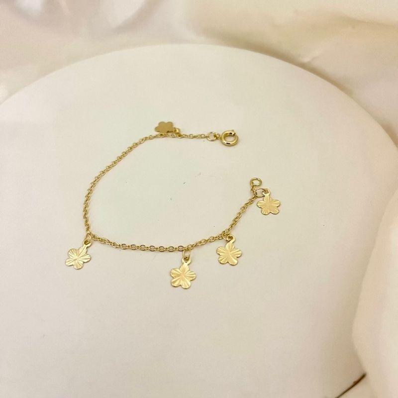 Pulseira infantil flores diamantadas