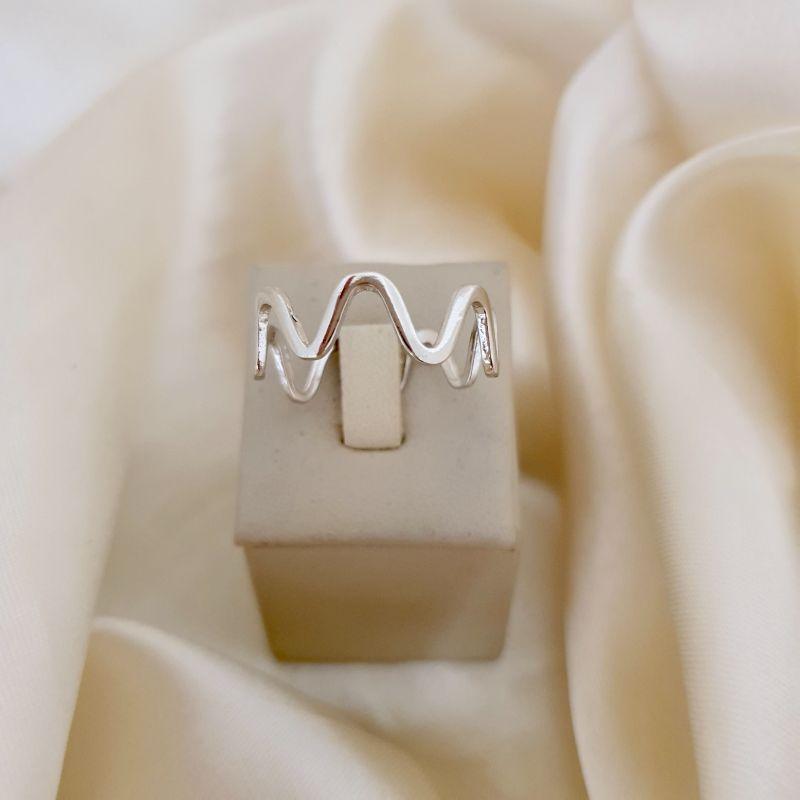 Anel ródio aro ondas