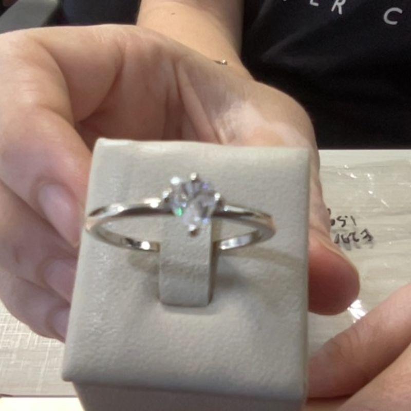 Anel ródio solitário coracao zirconia