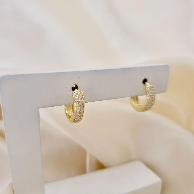 Brinco argola click 3 fileiras zirconia