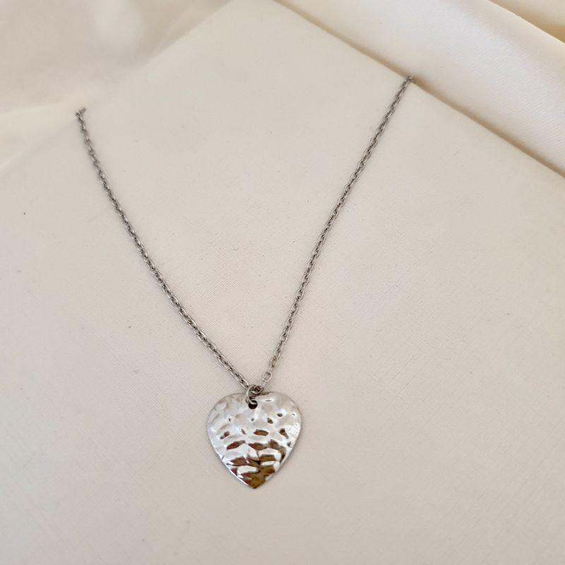 Colar inox coracao textura