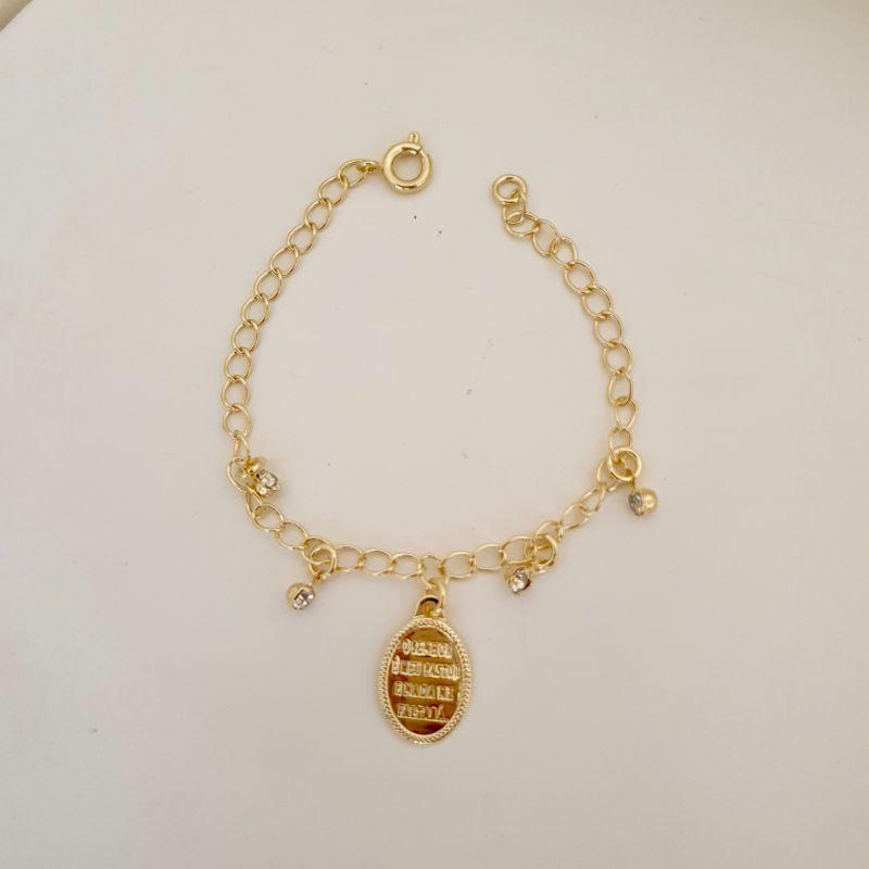 Pulseira infantil medalha (o Senhor é meu pastor e nada me faltará)