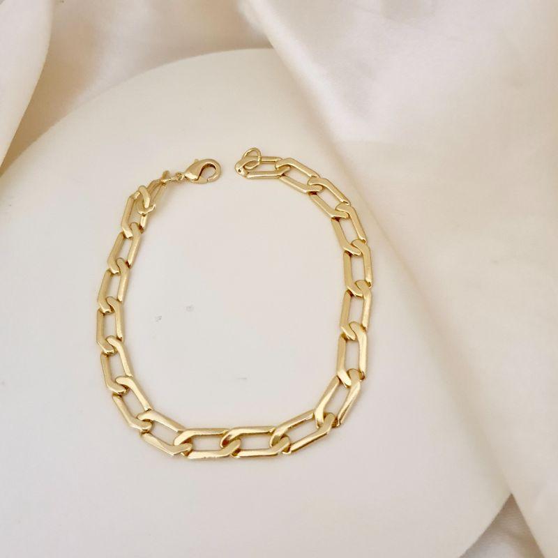 Pulseira masculina elo achatado