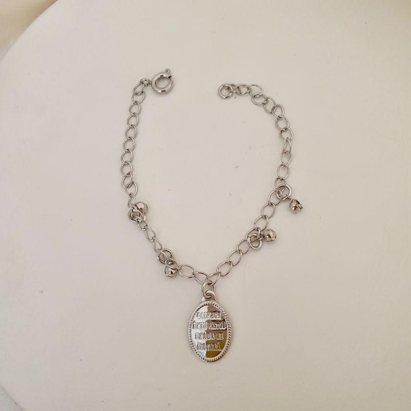 Pulseira ródio infantil medalha (o Senhor é meu pastor e nada me faltará)