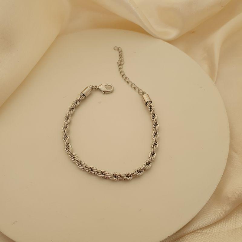 Pulseira ródio Cordão Baiano 4MM