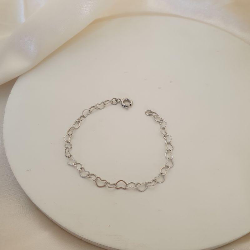 Pulseira ródio infantil elo coracao