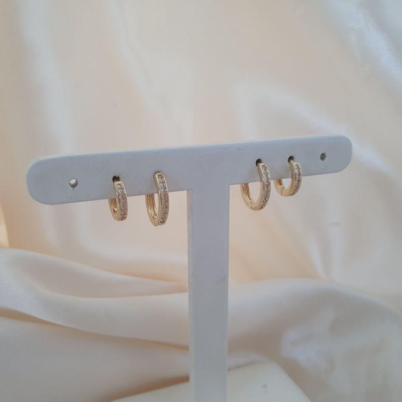 Brinco dupla argola click cravejado zirconia