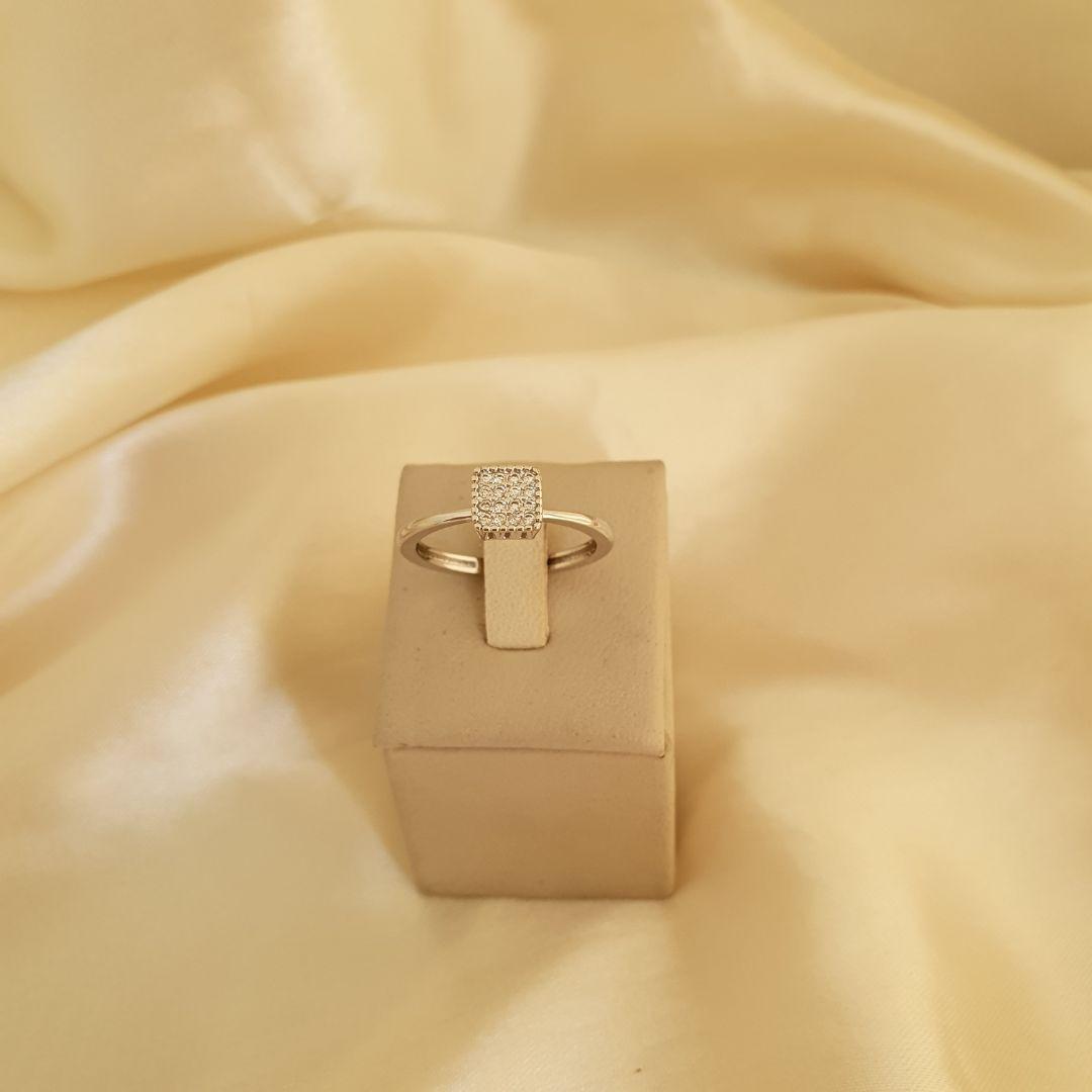 Anel ródio chuveirinho quadrado zirconia
