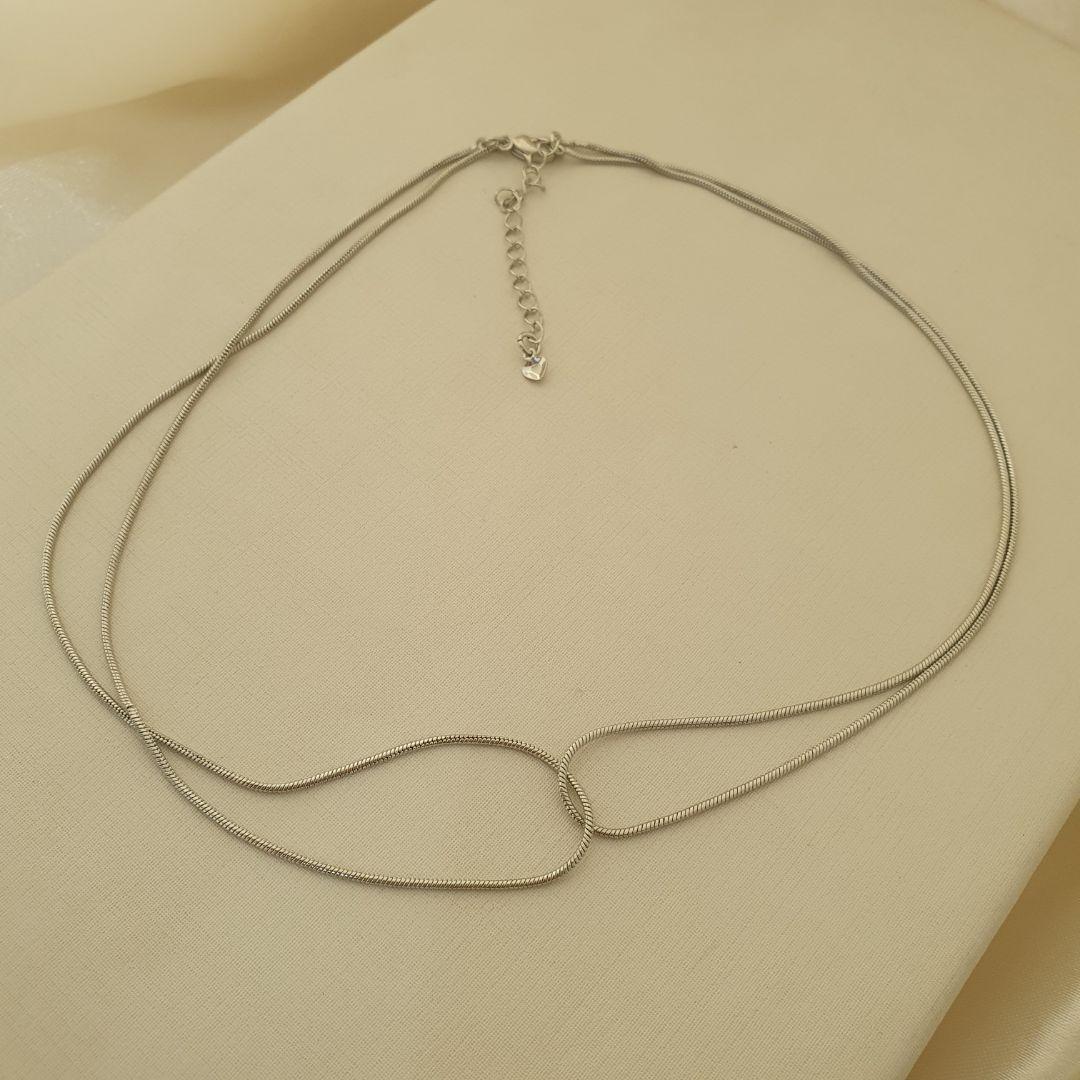 Colar ródio choker duplo cruzado
