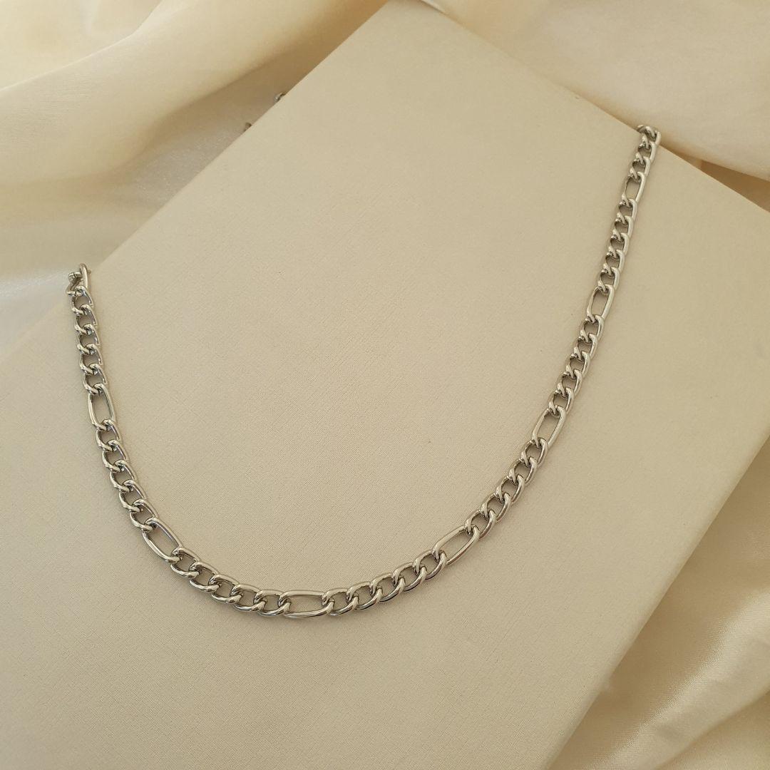 Colar ródio masculino elo figaro 60cm