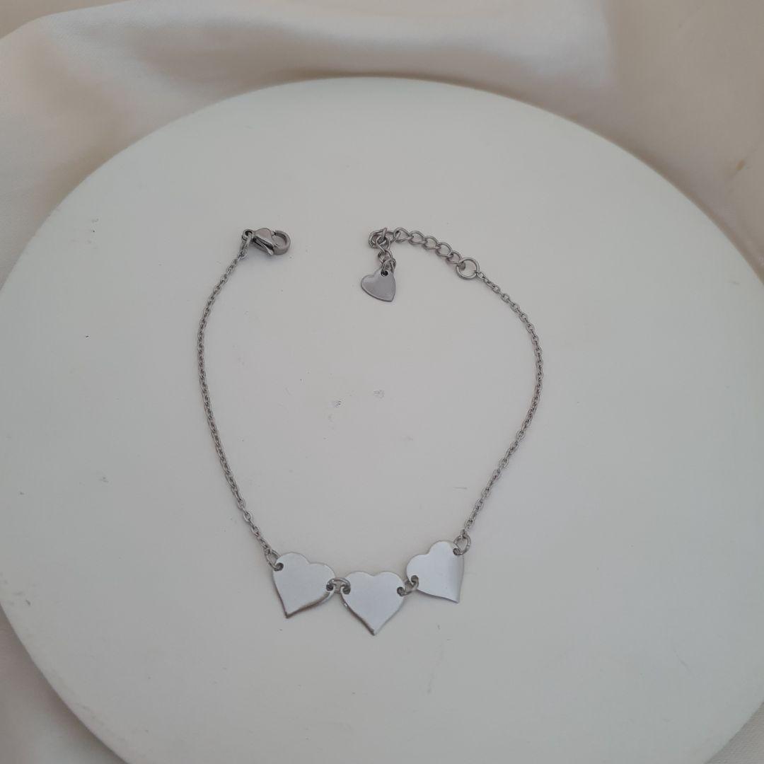 Pulseira inox 3 corações